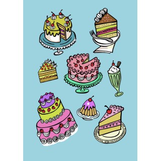 Cakes print (blue)